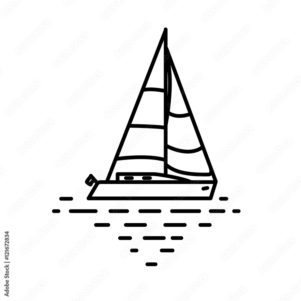 Flat linear sail yacht illustration Flat linear sail yacht illustration