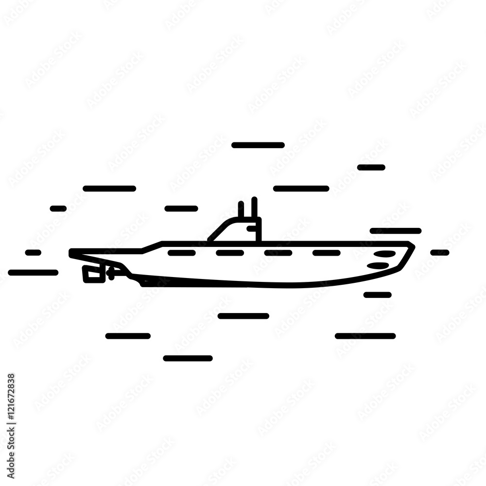 Flat linear submarine illustration Flat linear submarine illustration