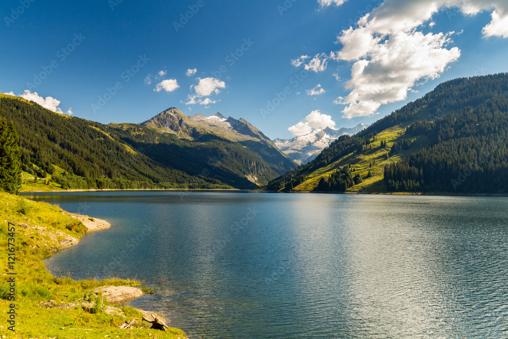 Durlassboden reservoir in the Zillertal Alps, Austria
