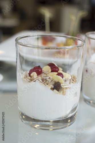 fresh yogurt with fruits and granola
