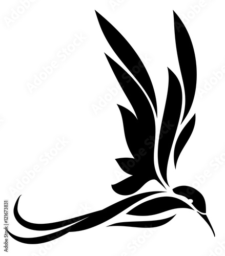 Silhouette of bird, hummingbird illustration