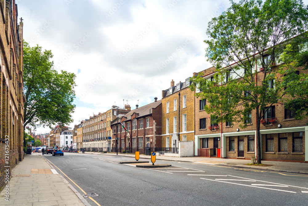 Street view of old buildings in London, England, United Kingdom