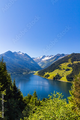 Summer sunny scene in the valley of Speicher Durlassboden lake in the Austrian Alps. View from Gerlos pass  Austria  Europe.