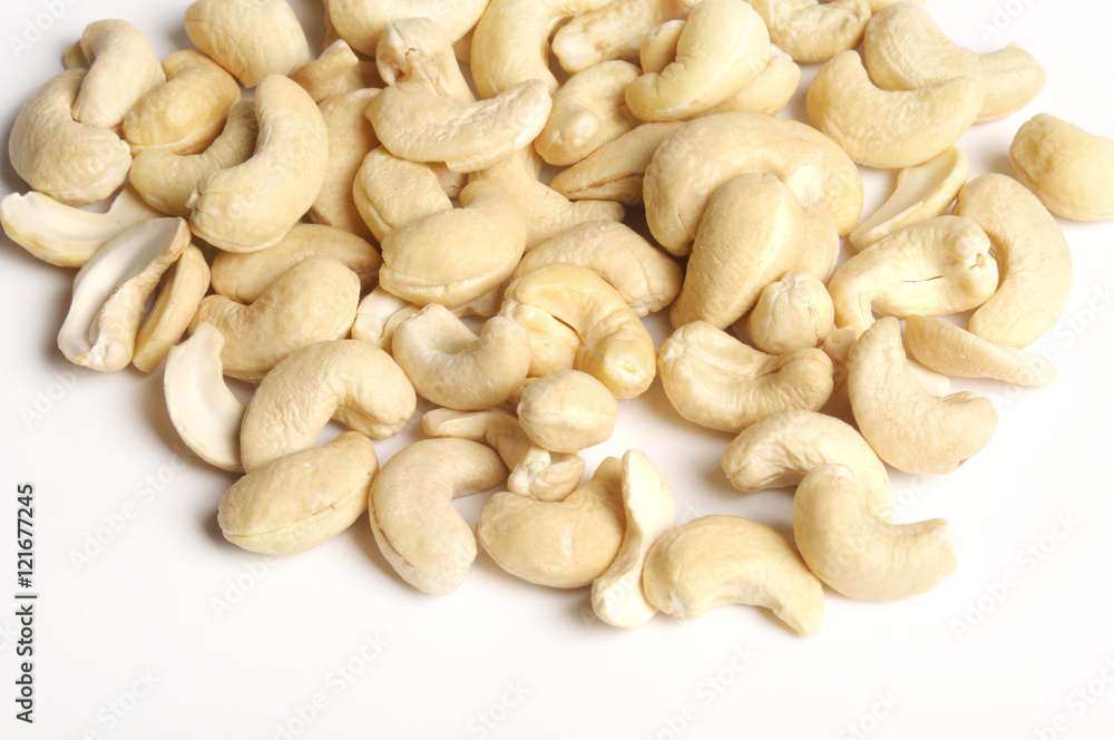 Cashew nuts on white Cashew nuts on white