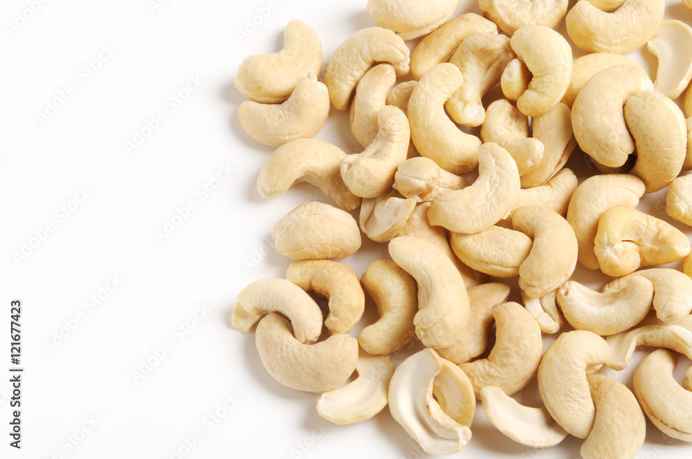 Cashew nuts on white Cashew nuts on white