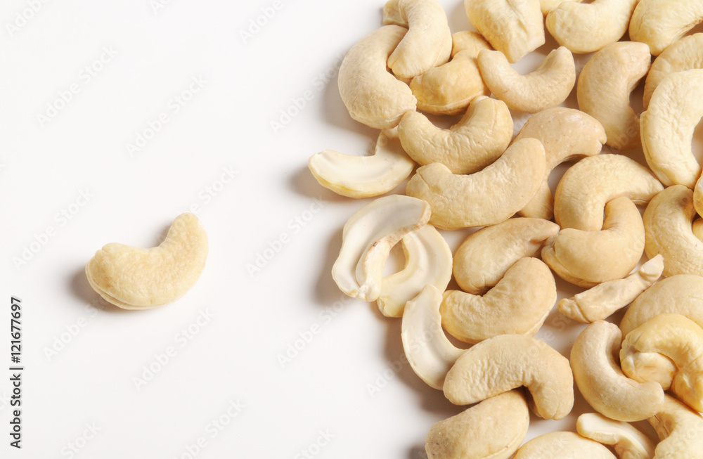 Cashew nuts on white Cashew nuts on white