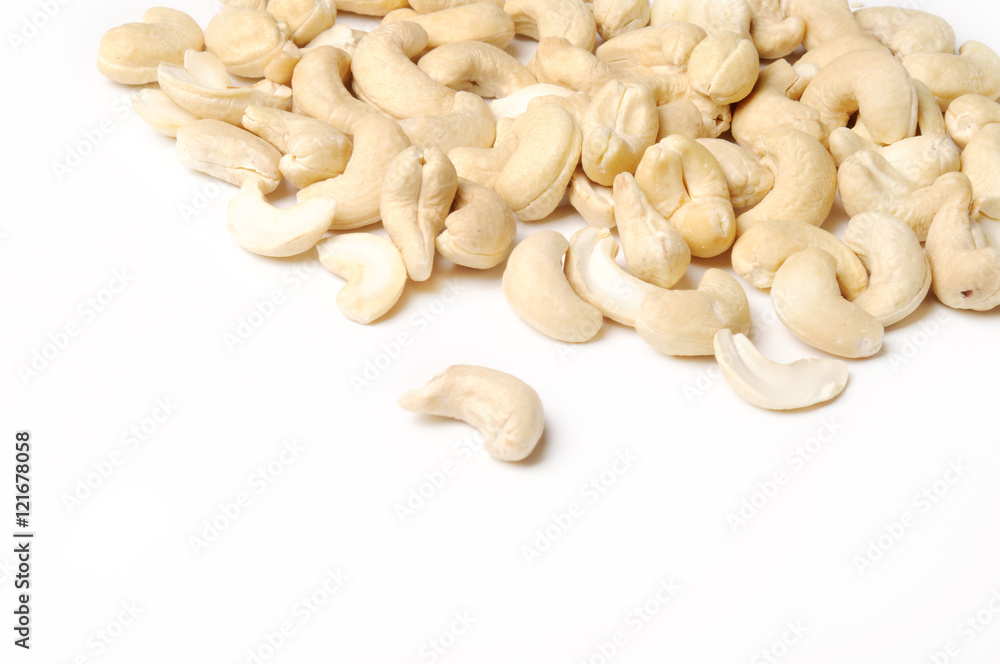 Cashew nuts on white Cashew nuts on white