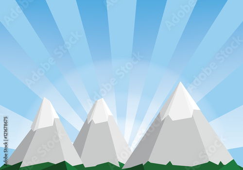 mountain landscape cartoon illustration  low poly background