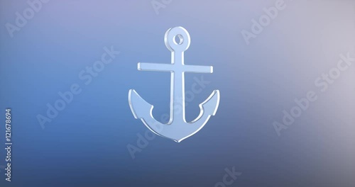 Animated Sea Anchor Glass 3d Icon Loop Modules for edit with alpha matte
