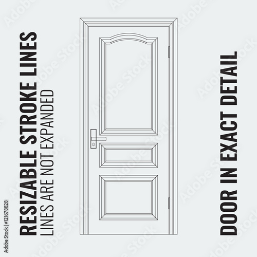 Vector Closed Door with Frame and resizable stroke lines.