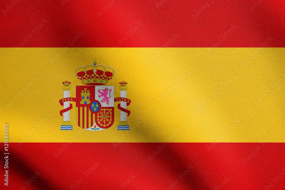 Fototapeta premium Flag of Spain waving with fabric texture
