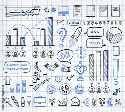 Business doodle set.