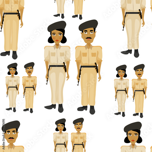 seamless pattern Indian policeman and a woman police officer. photo