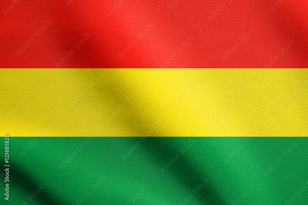 Flag of Bolivia waving with fabric texture Flag of Bolivia waving with fabric texture