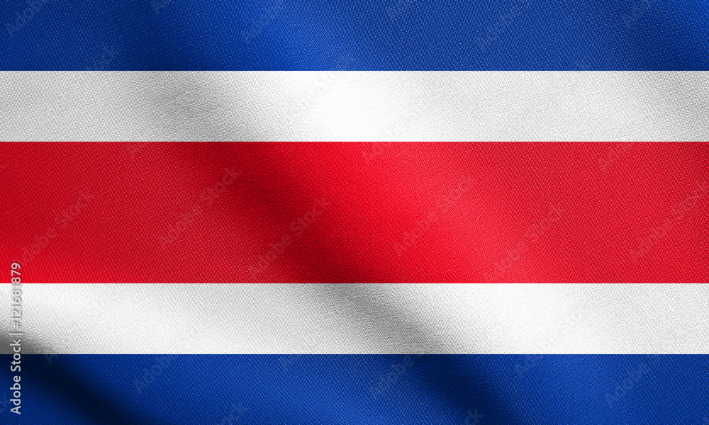 Flag of Costa Rica waving with fabric texture