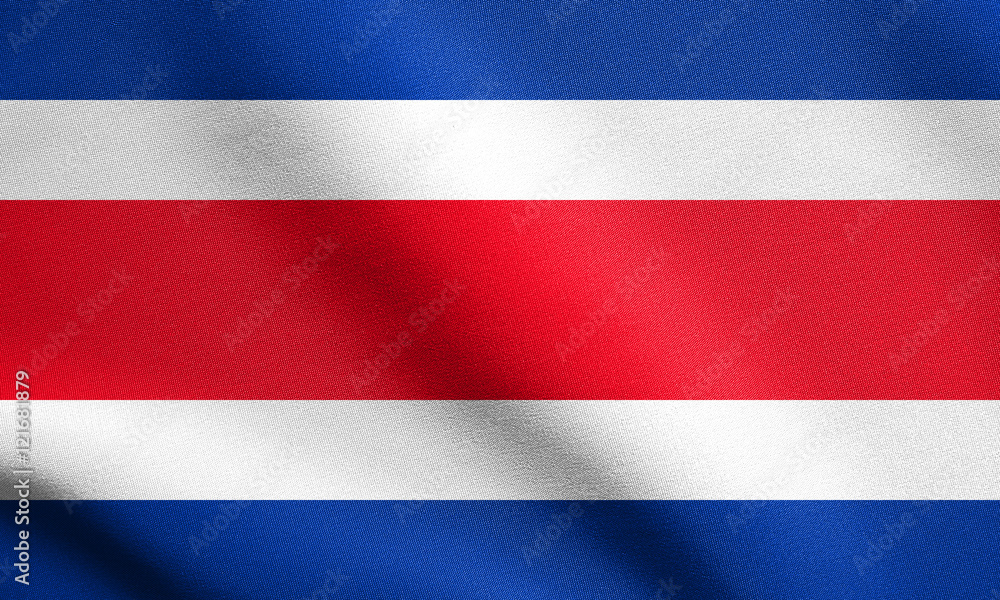 Fototapeta premium Flag of Costa Rica waving with fabric texture