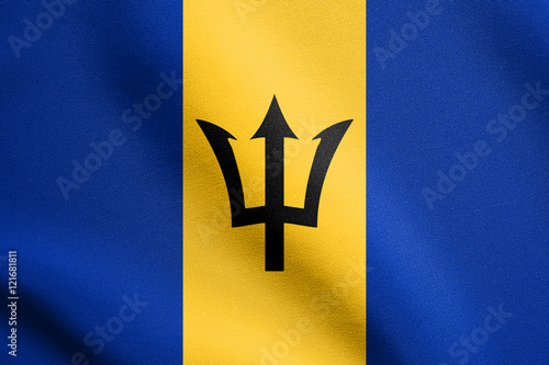 Flag of Barbados waving with fabric texture