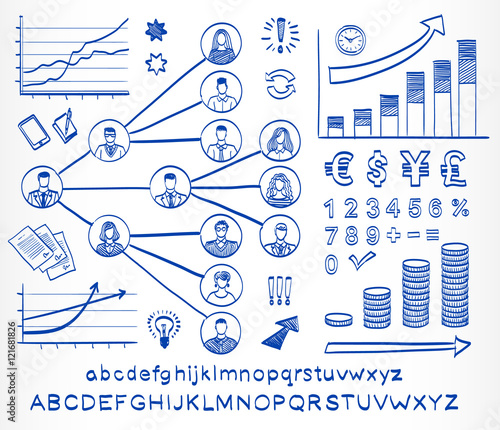 Business doodle set. 