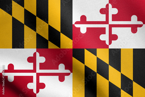 Flag of Maryland waving with fabric texture photo