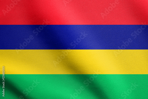 Flag of Mauritius waving with fabric texture