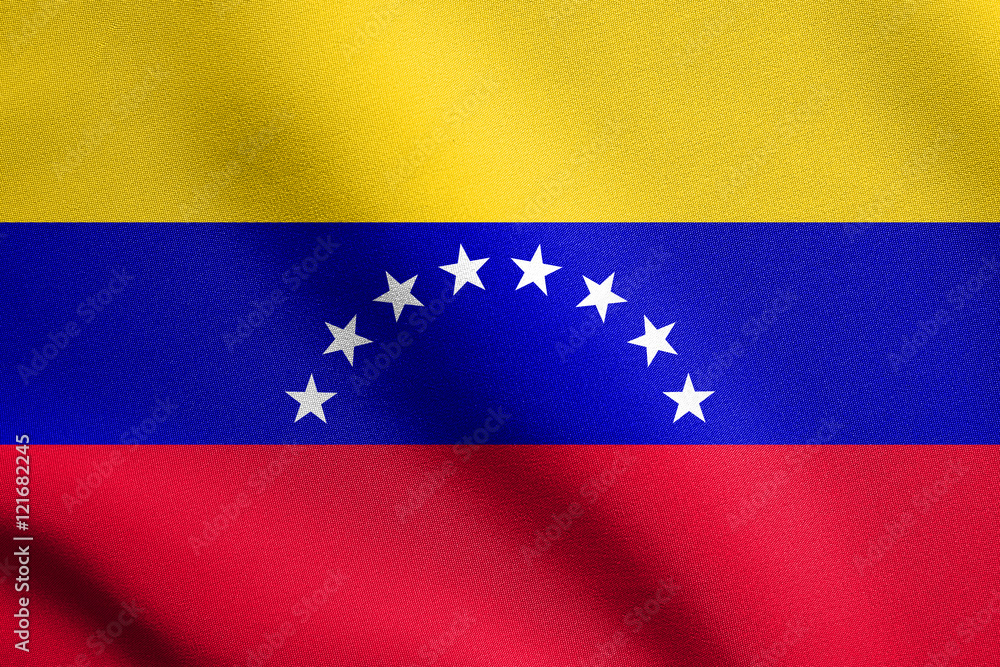 Flag of Venezuela waving with fabric texture