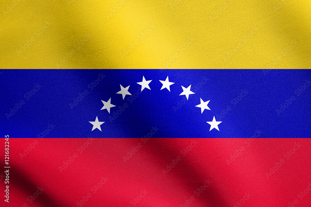 Flag of Venezuela waving with fabric texture Flag of Venezuela waving with fabric texture