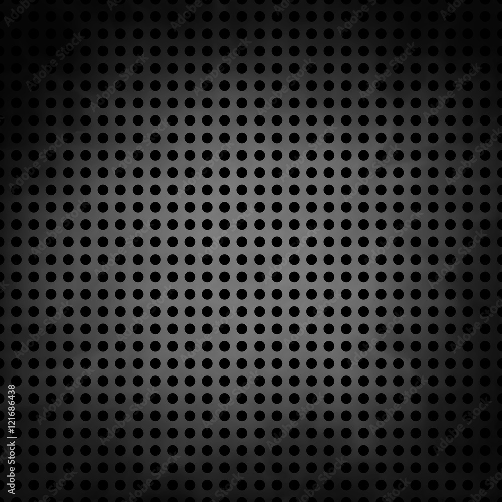 black vector with circles or dotted grid, silver gray center and dark black border, construction material or metal plate concept