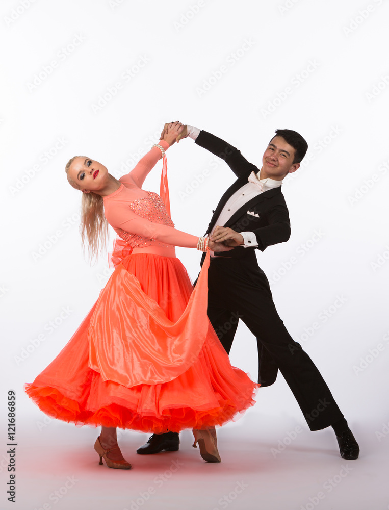 Ballroom Dancers with Orange Gown - Posing