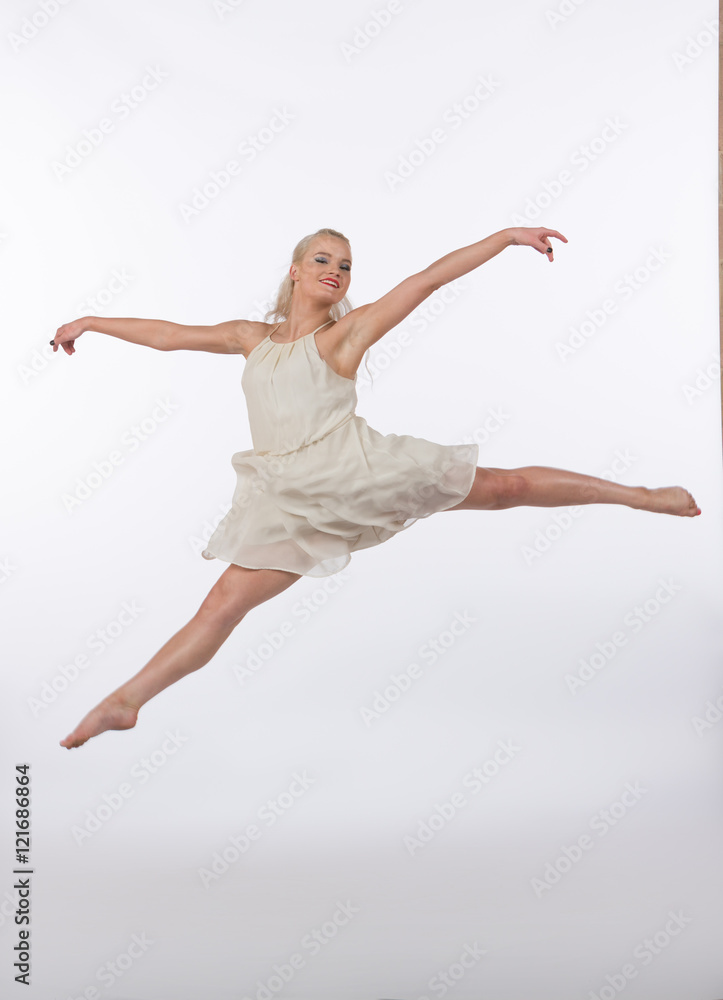 Beautiful Blonde Contemporary Dancer - Split Leap