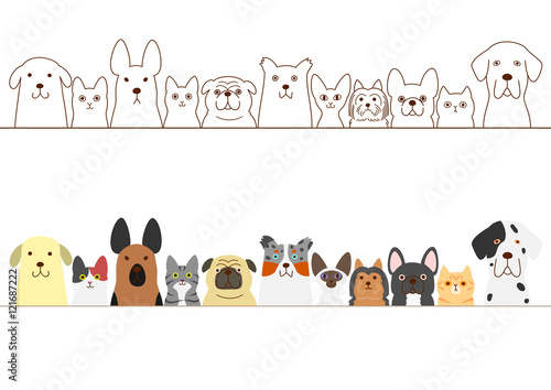 dogs and cats border set © Studio Ayutaka