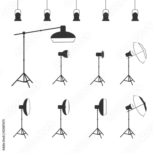 vector photographer studio lighting equipment icon 