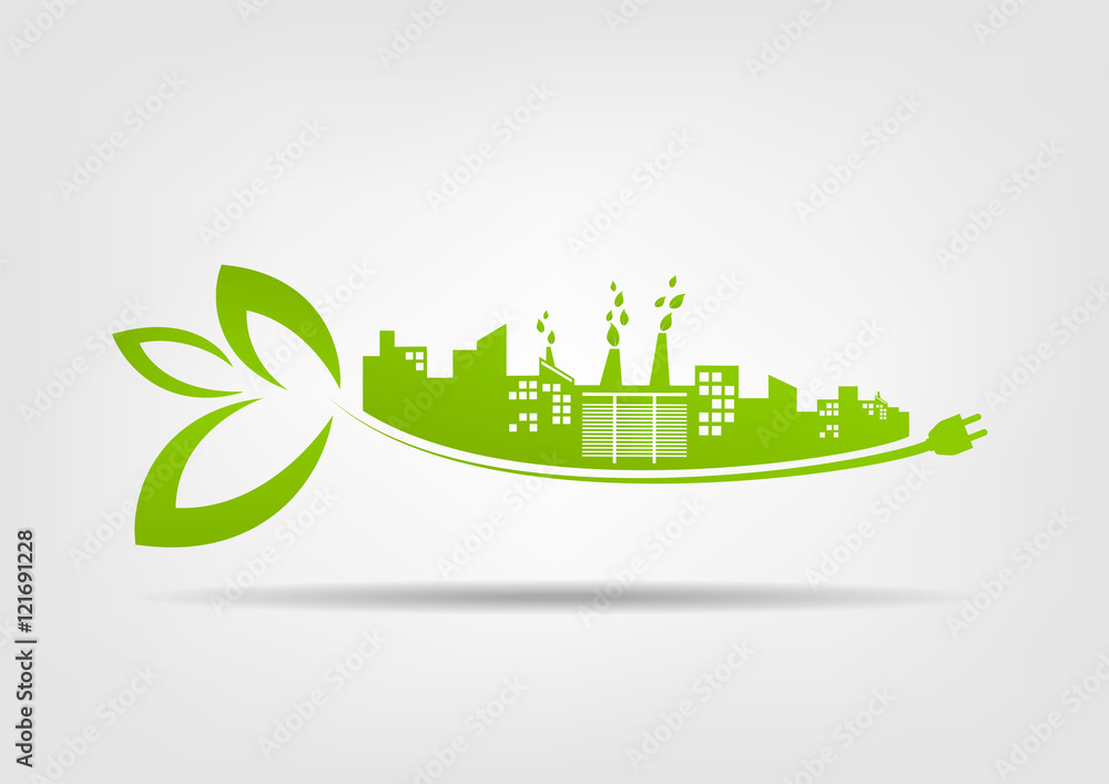 Eco friendly concept, Green city save the world, vector illustration