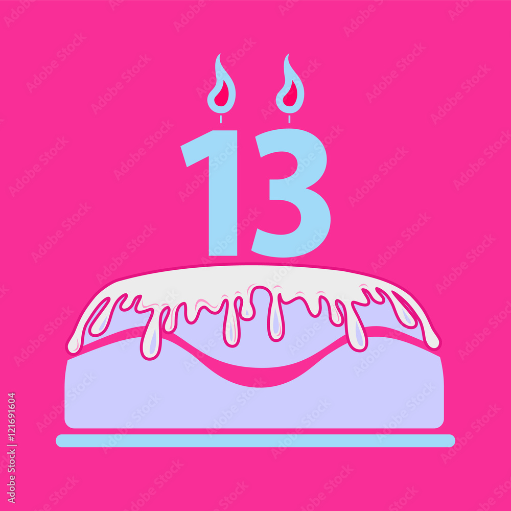 Birthday card with cake, tort urodzinowy - obrazy, fototapety, plakaty 