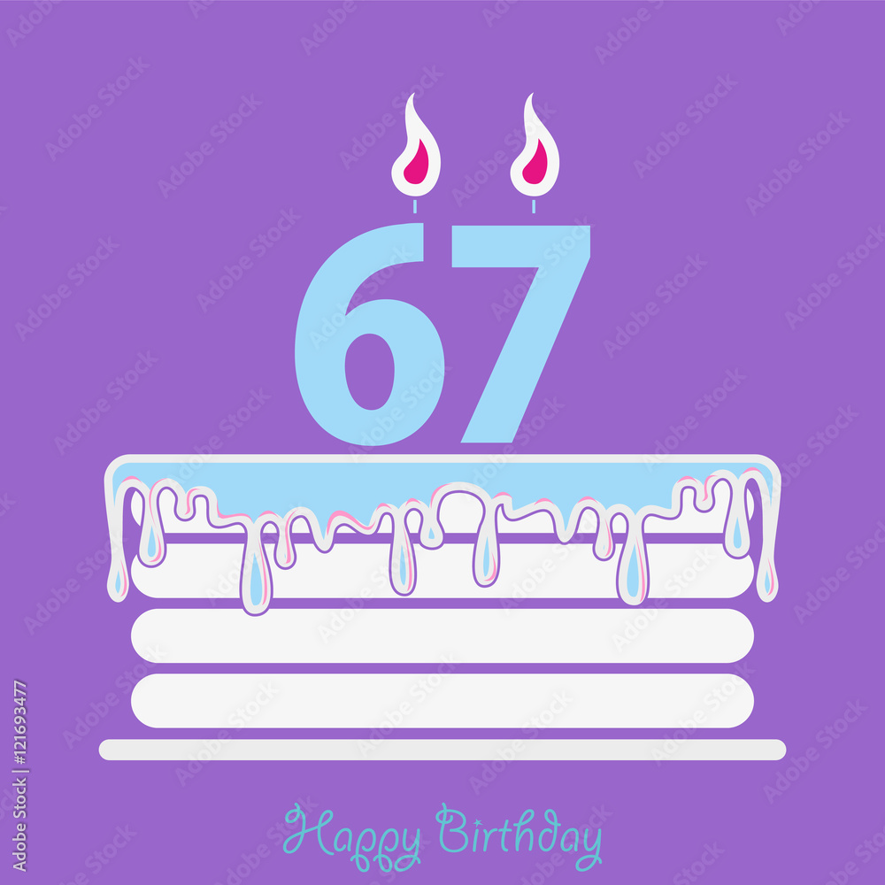 Birthday card with cake - obrazy, fototapety, plakaty 