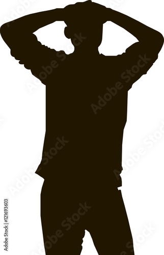 Black silhouette of a man laid with his hands behind his head, vector illustrations