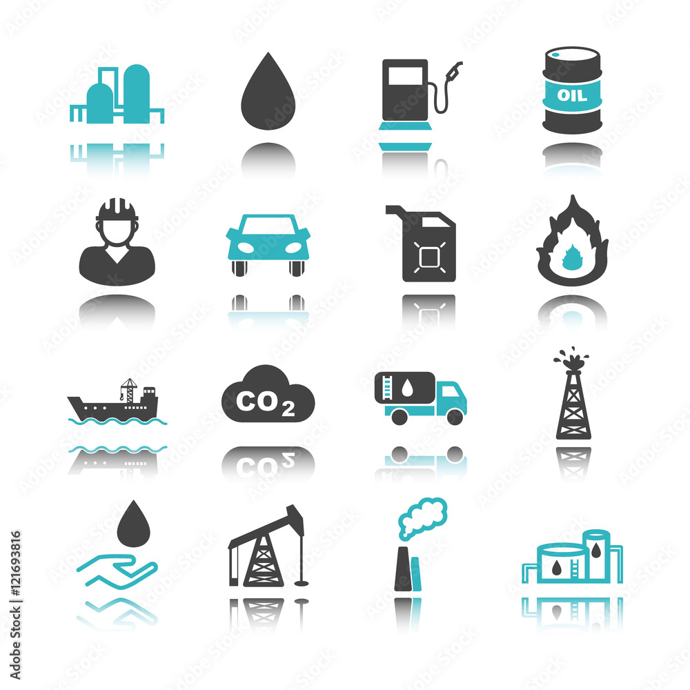 petroleum icons with reflection petroleum icons with reflection
