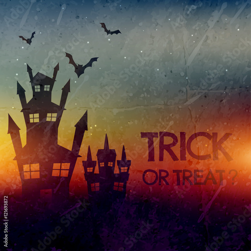 haunted halloween castle with bats