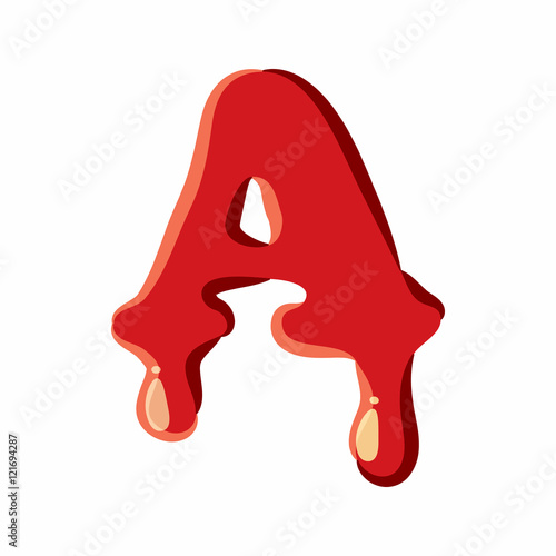 A letter isolated on white background. Red bloody A letter vector illustration