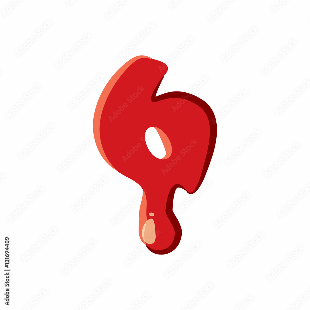 Six number isolated on white background. Red bloody six number vector illustration Six number isolated on white background. Red bloody six number vector illustration