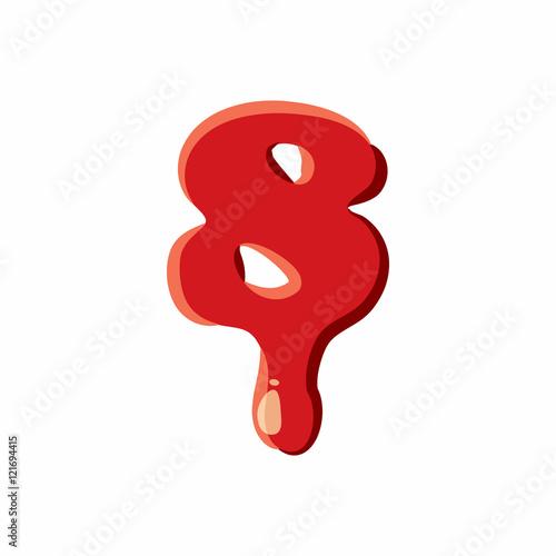 Eight number isolated on white background. Red bloody eight number vector illustration
