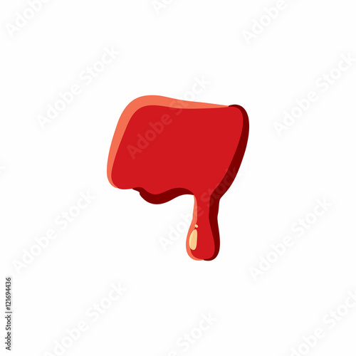 Dash punctuation mark isolated on white background. Red bloody vector illustration