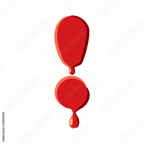 Exclamation punctuation mark isolated on white background. Red bloody exclamation mark vector illustration