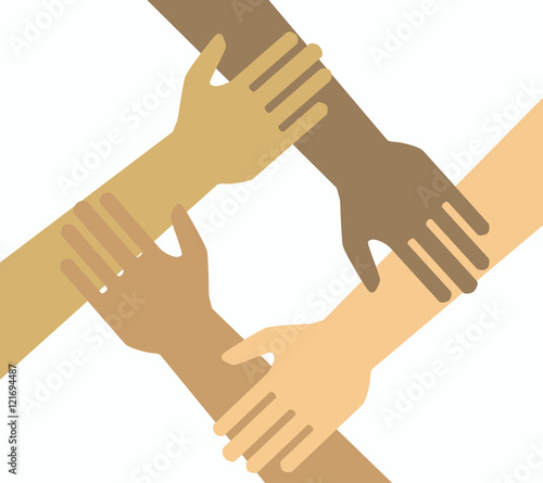 Creative Colorful square of Hands Teamwork Concept