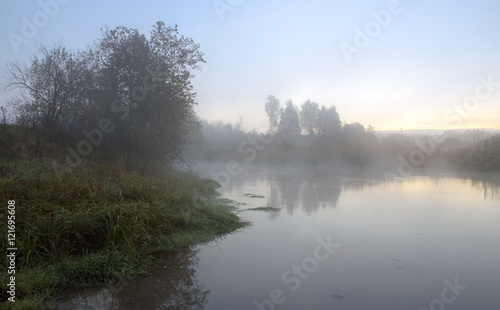 Autumn landscape.River Torgosha in Moscow region,Russia