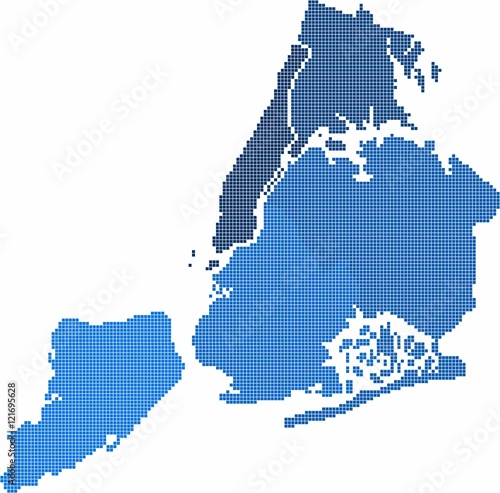 Blue square shape New york city map on white background,