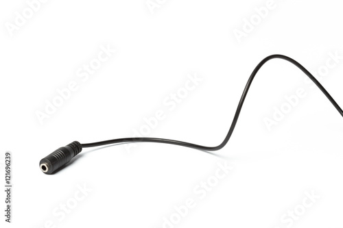 Black aux wire isolated on white