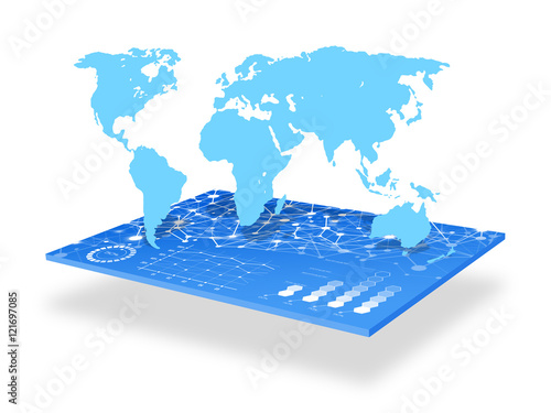 Futuristic world map interface concept