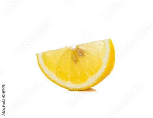 Slice of lemon isolated on the white background