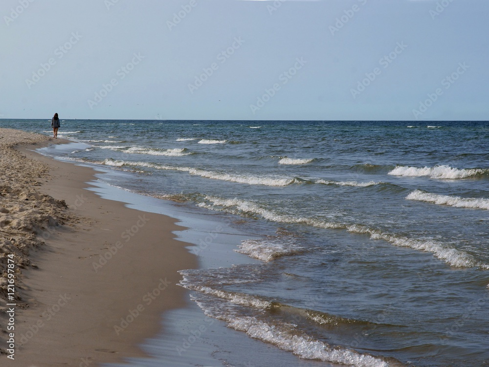 landscape of Baltic seaside with sandy beach
