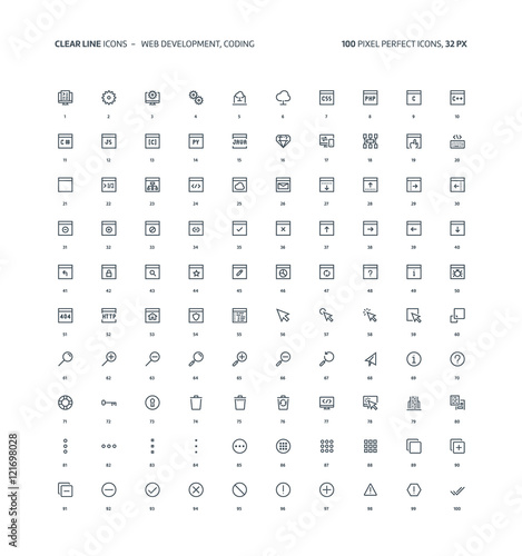 Web development clear line icons